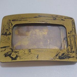 Vintage Dessert Scene DIY Brass Buckle Add Your Own Insert Southwest Western
